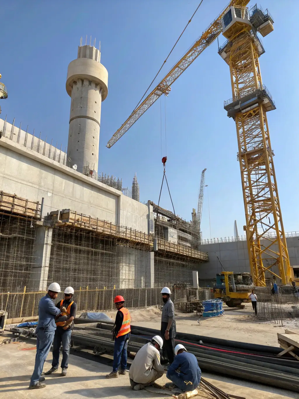 A construction site with cranes and building frameworks in progress, illustrating construction loans provided by Irongate Lending.