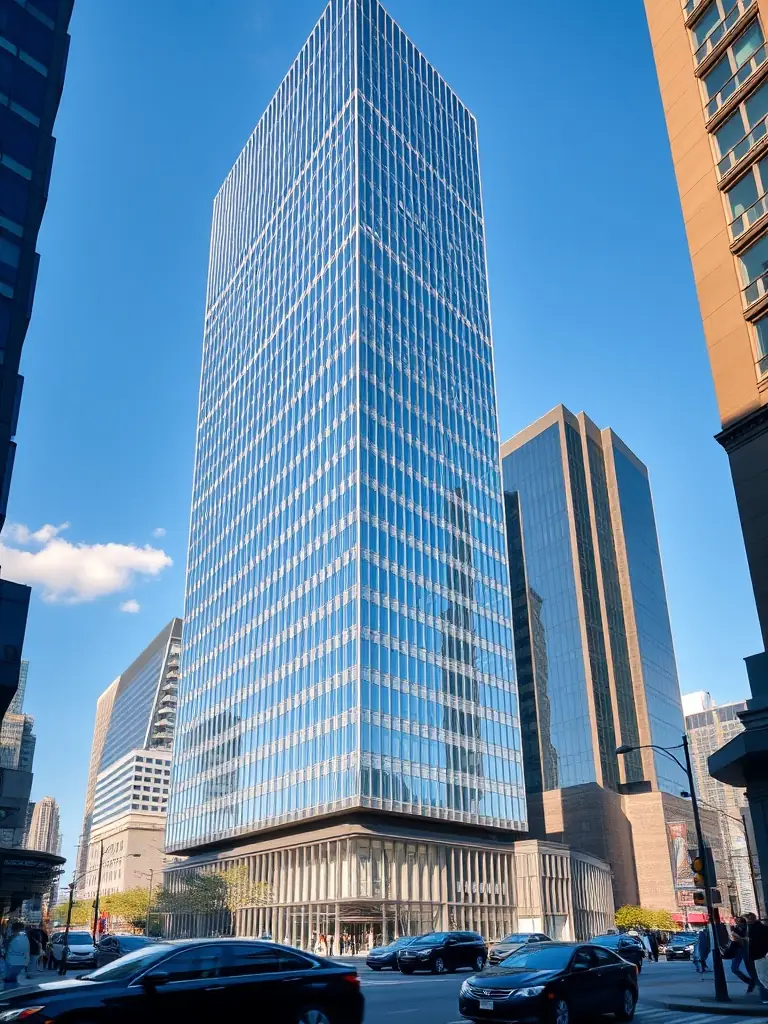 A high-angle shot of a newly constructed commercial building with glass facade during a sunny day, representing Irongate Lending's support for commercial real estate development.