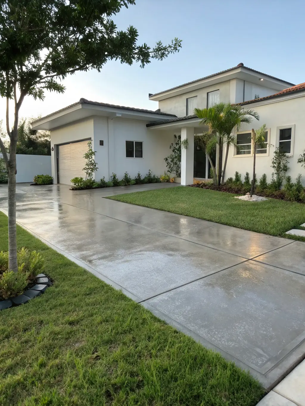 A cozy, modern house with a neatly manicured lawn under a sunny sky, representing the dream of homeownership achievable with a conventional loan from Irongate Lending.